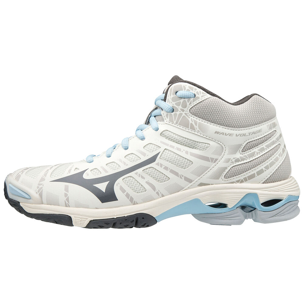 Sapatilhas Voleibol Mizuno Wave Voltage Mid - Mulher - Branco/Cinzentas - VLYFI8910